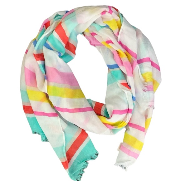 Kate Spade cape colorful stripe oblong scarf New! - Picture 2 of 6